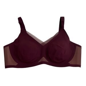 Honeylove Size XL Bra Burgundy‎ Mesh Crossover Underwire Adjustable Seamless
